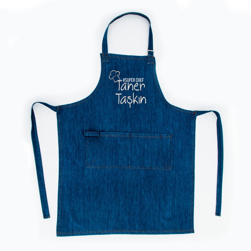 Super Chef Nakış İşlemeli Kot Aşçı Önlüğü