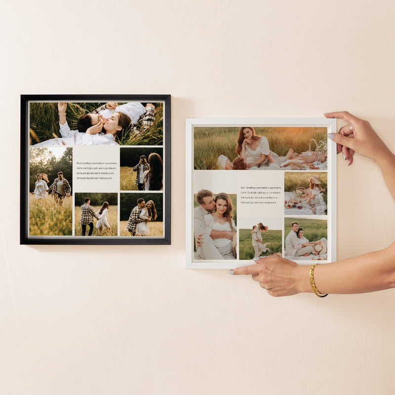 Mesaj ve Fotoğraf Kolajlı Dekoratif Kare Çerçeve