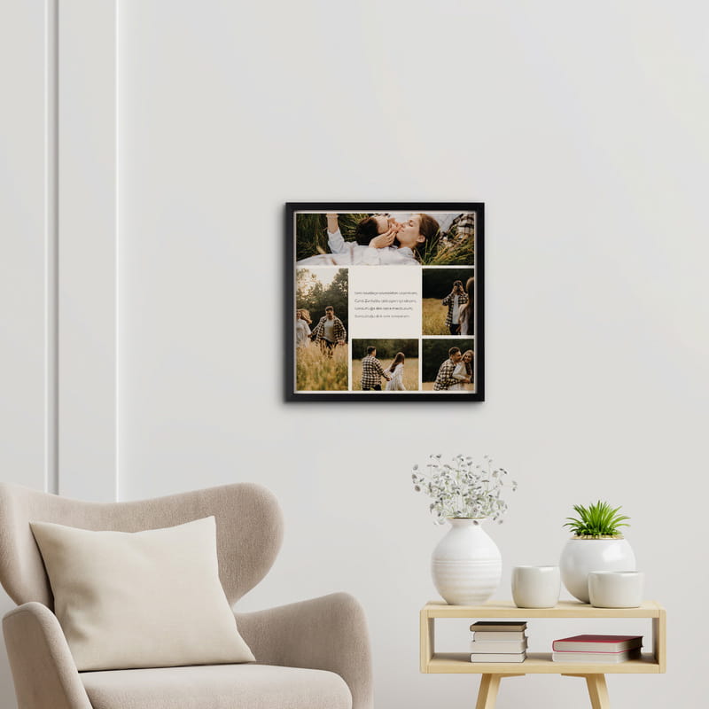 Mesaj ve Fotoğraf Kolajlı Dekoratif Kare Çerçeve
