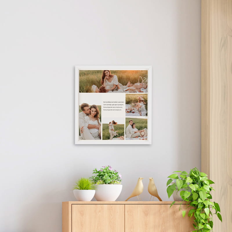 Mesaj ve Fotoğraf Kolajlı Dekoratif Kare Çerçeve