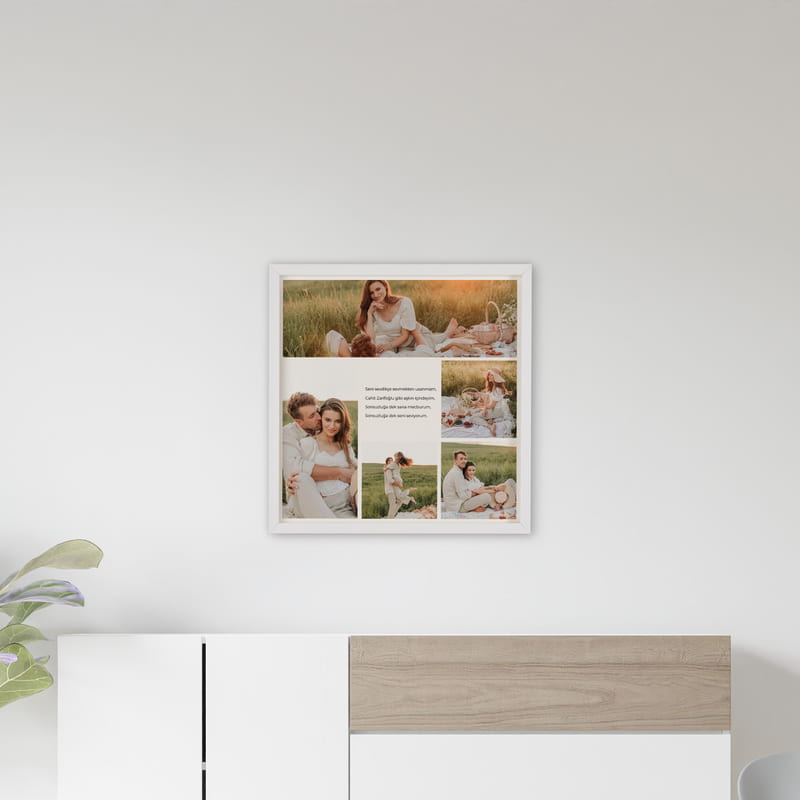 Mesaj ve Fotoğraf Kolajlı Dekoratif Kare Çerçeve