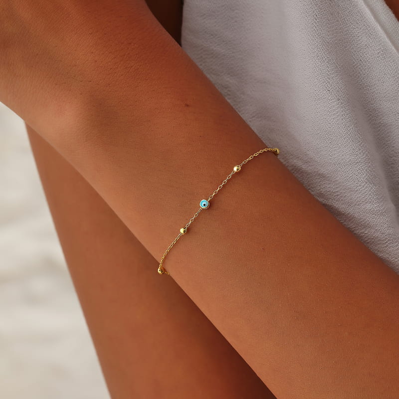 Mineli Nazarlık Gümüş Bileklik