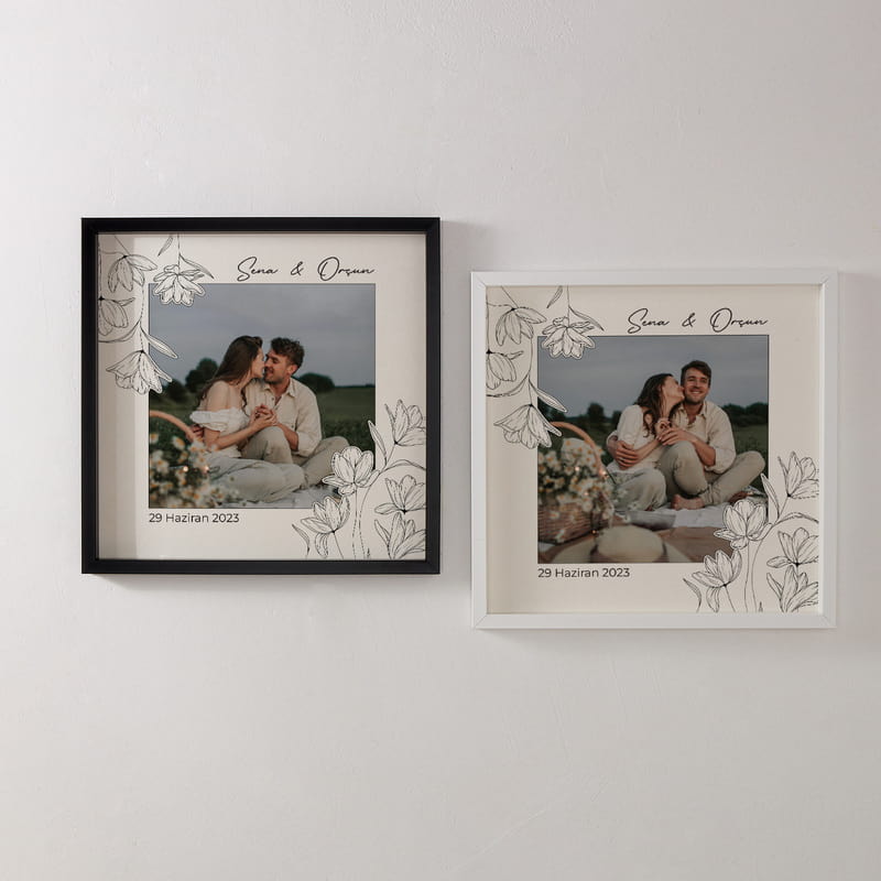 Minimal Çiçekler Kişiye Özel Duvar Yapışkanlı Çerçeve