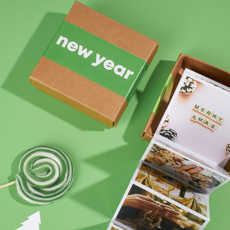 New Year Mesajlı Açılır Akordiyon Fotoğraf Kutusu