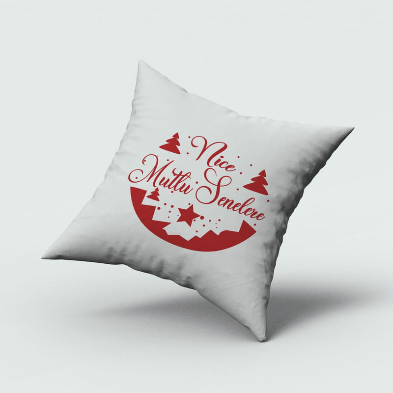 Nice Mutlu Senelere Temalı Kare Yastık