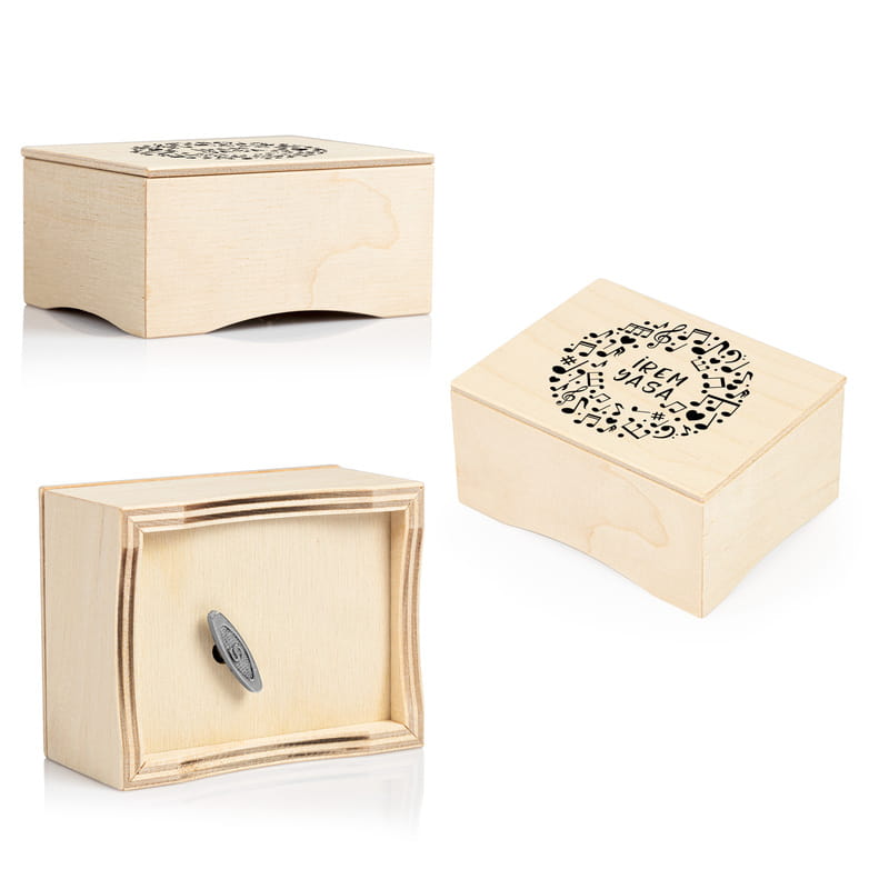Nota Tasarımlı Kişiye Özel Ahşap Müzik Kutusu