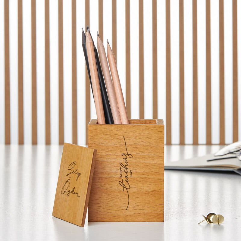 Öğretmenler Günü Hediyesi Kişiye Özel Ahşap Kalemlik