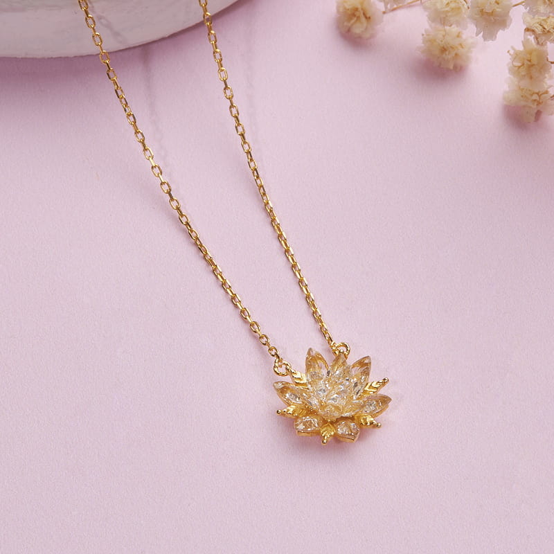 Özel Seri Lotus Çiçeği Gümüş Kolye