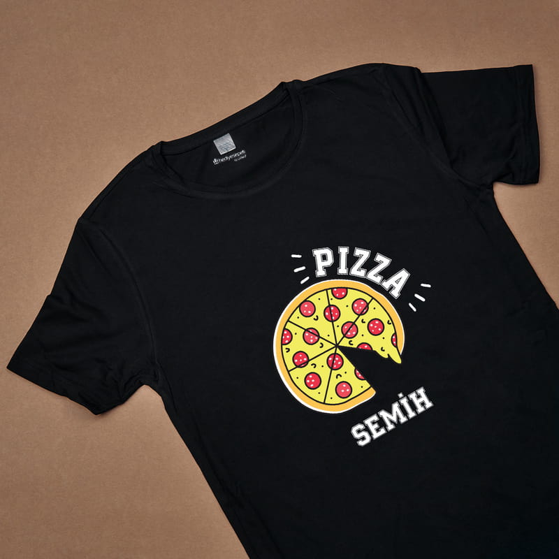 Pizza Tasarımlı Baba Tişört Bebek Zıbın Kombini - %100 Pamuklu Kumaş