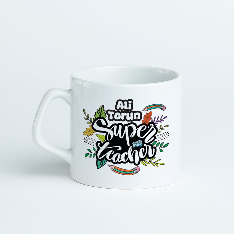 Süper Öğretmen Tasarımlı İsim Baskılı Kupa Bardak