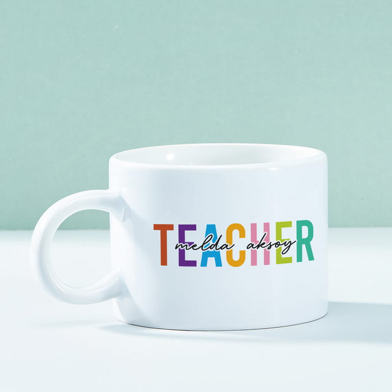 Teacher Yazılı İsme Özel Kahve Fincanı