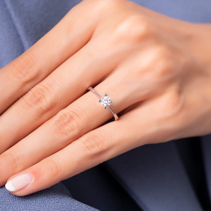 Tek Taş Alyans Gümüş Zirkon Yüzük