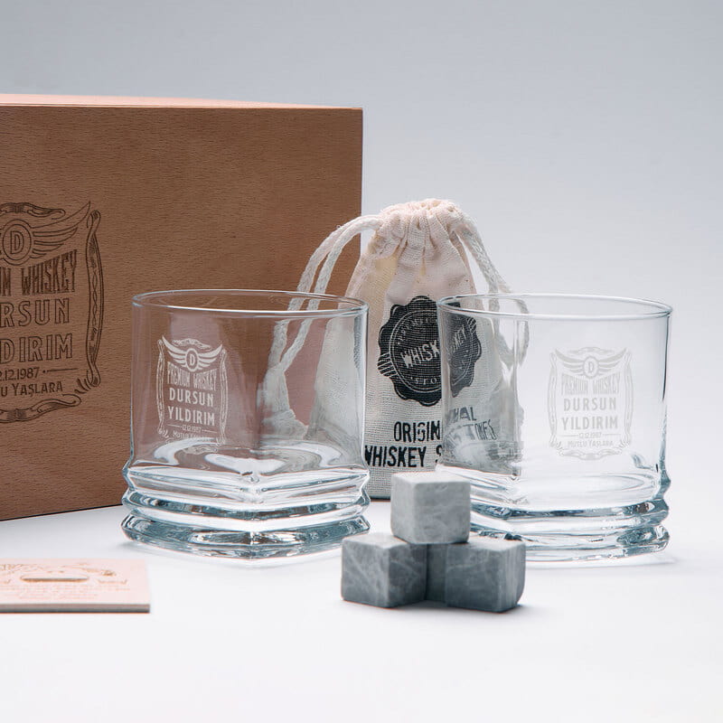 Yeni Yaş Hediyesi Kişiye Özel Texas 2li Viski Kadeh Seti