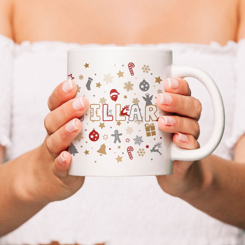 Yeni Yıl İkon Tasarımlı Mutlu Yıllar Yazılı Kahve Kupası