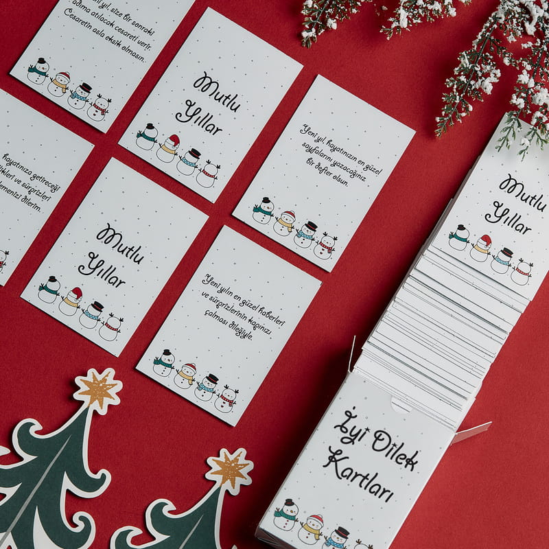 Yeni Yıla Özel İyi Dilek Kartları - 72 Adet Kart