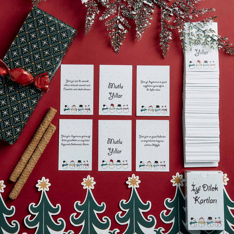 Yeni Yıla Özel İyi Dilek Kartları - 72 Adet Kart