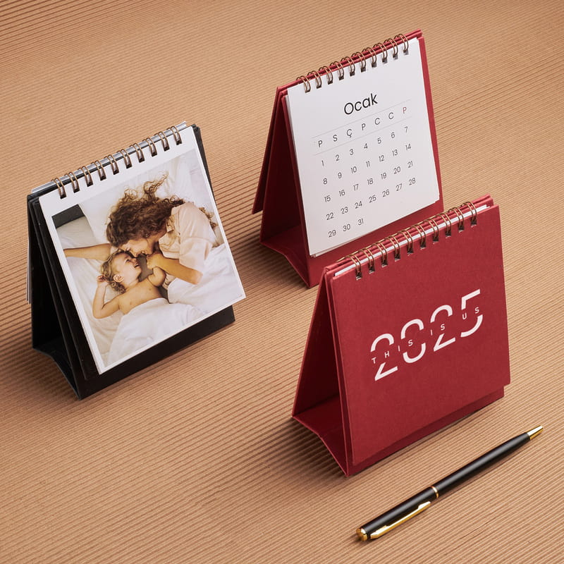 2026 Spiralli Kişiye Özel Masa Takvimi - 11x13 cm