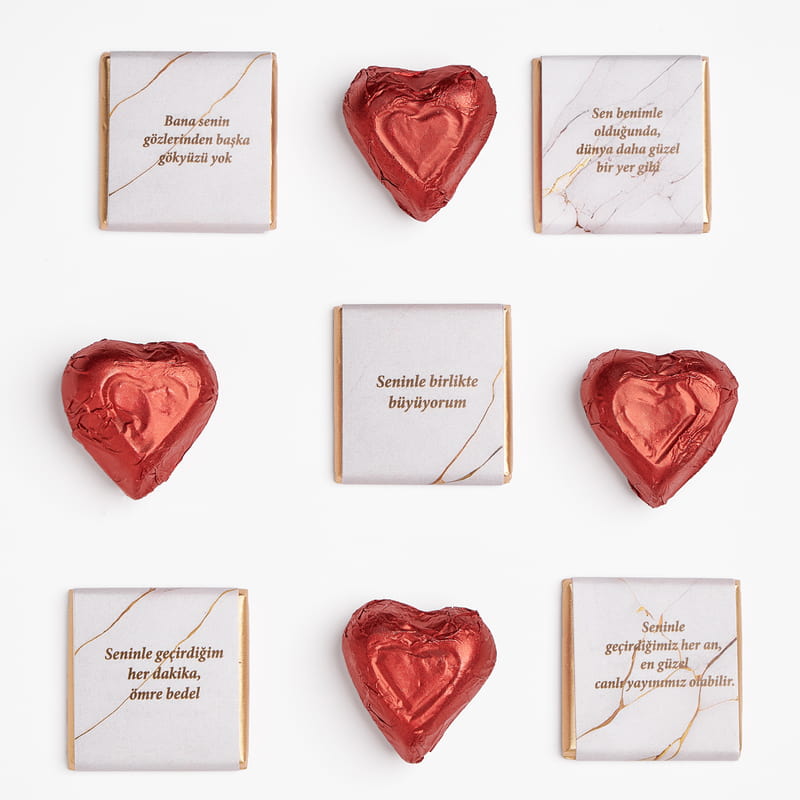 32 Sevgi Mesajlı Kutulu Çikolata