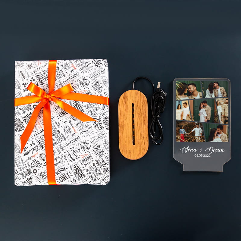 8 Fotoğraf Kolajlı Kişiye Özel Led Dekoratif Lamba