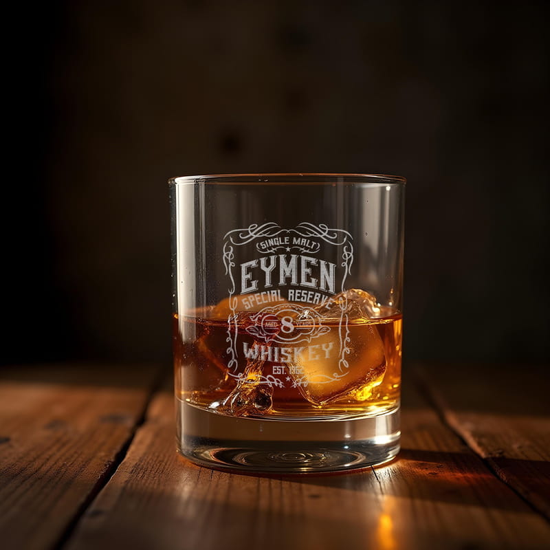 Ahşap Kutulu Kişiye Özel Retro Viski Bardağı Seti