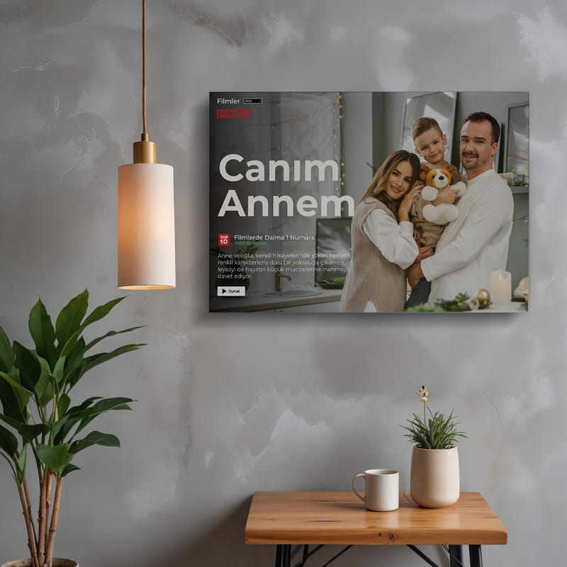 Aile Fotoğraf Baskılı Annem Film Temalı Kanvas Tablo - 40x60