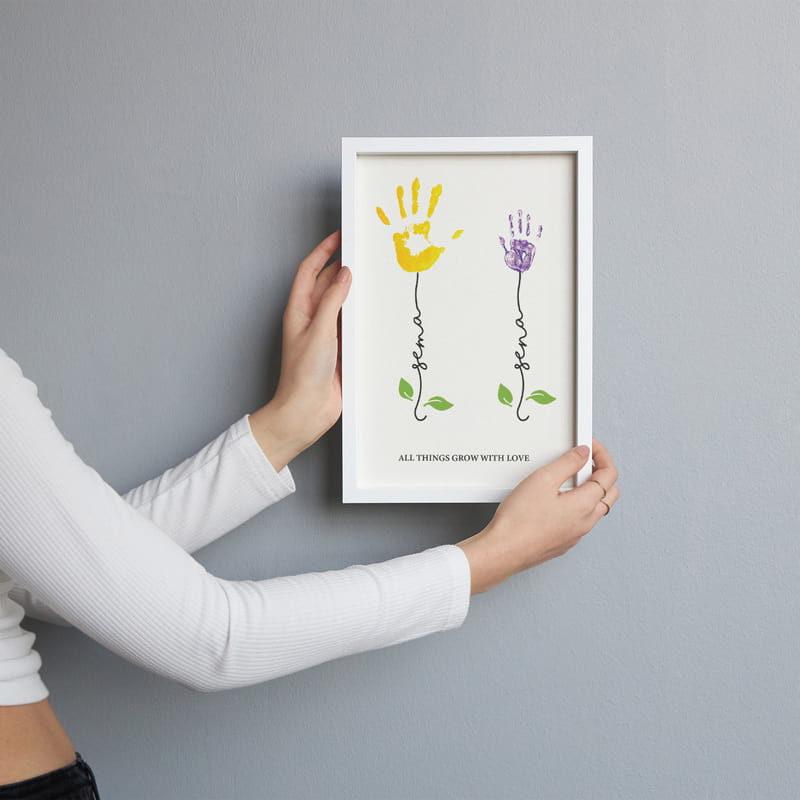 All Things Grow With Love Tasarımlı Anne Çocuk İsimli Çerçeve