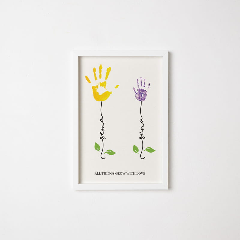 All Things Grow With Love Tasarımlı Anne Çocuk İsimli Çerçeve