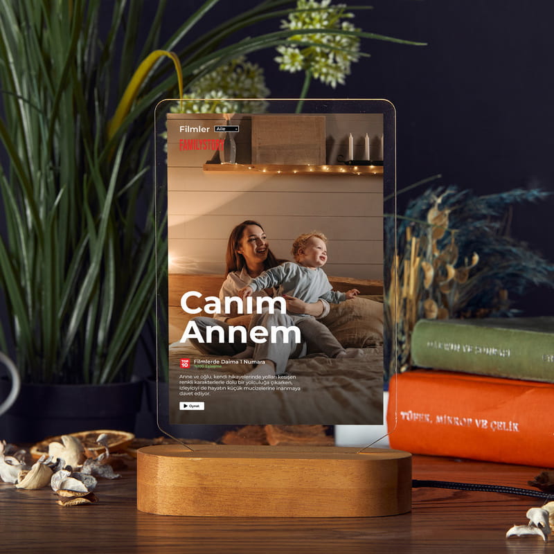 Annem İçin Film Temalı Familystory LED Fotoğraf Lambası