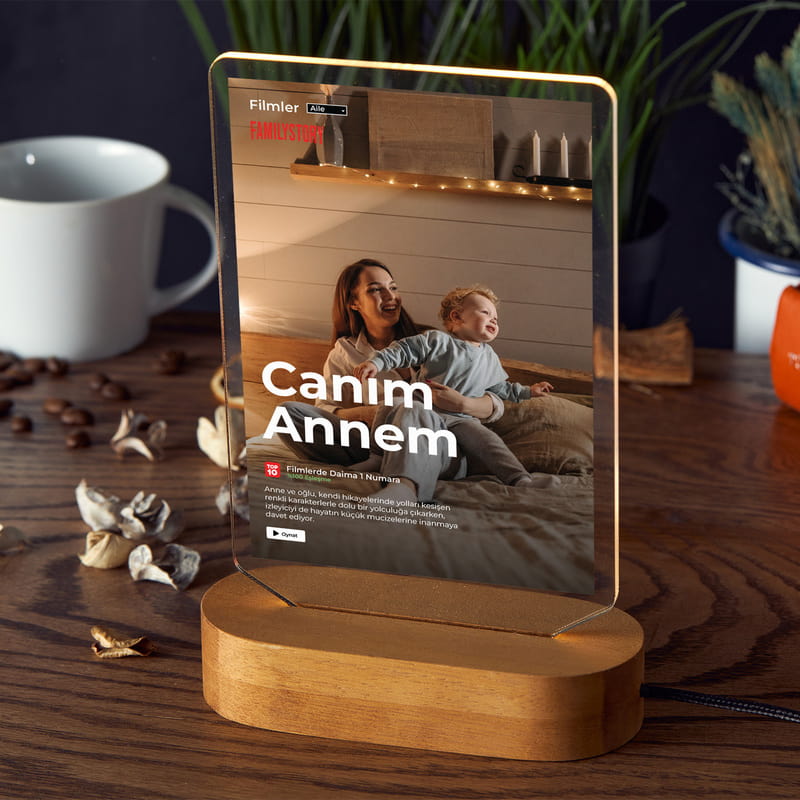 Annem İçin Film Temalı Familystory LED Fotoğraf Lambası