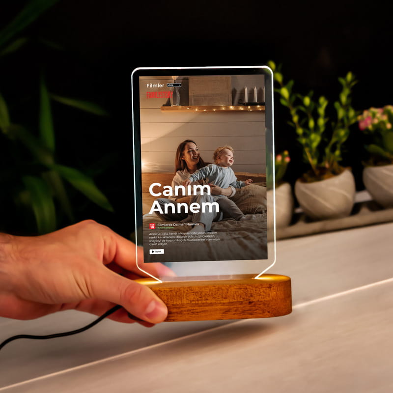 Annem İçin Film Temalı Familystory LED Fotoğraf Lambası