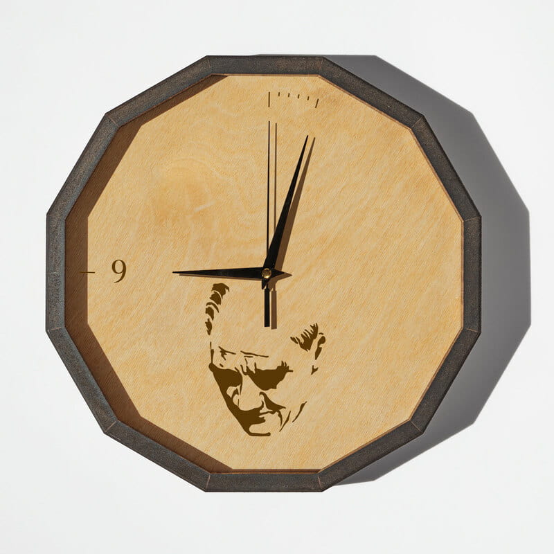 Atatürk Silüetli 10 Kasım Hatırası Ahşap Duvar Saati