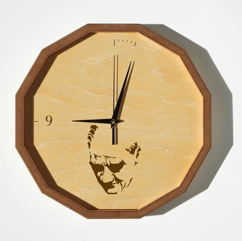 Atatürk Silüetli 10 Kasım Hatırası Ahşap Duvar Saati