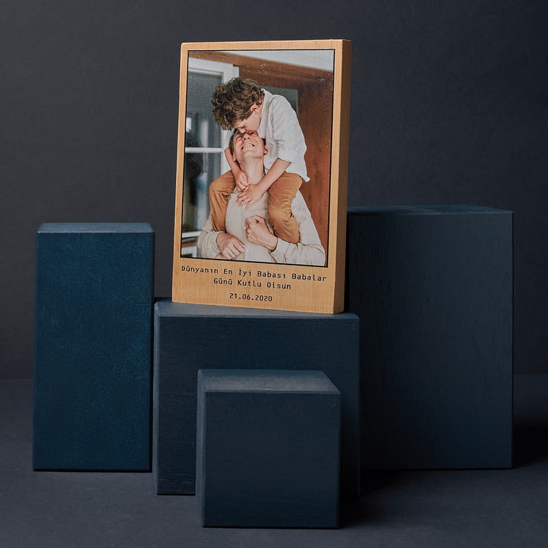 Babalar Günü Hediyesi Fotoğraf Baskılı Masif Çerçeve