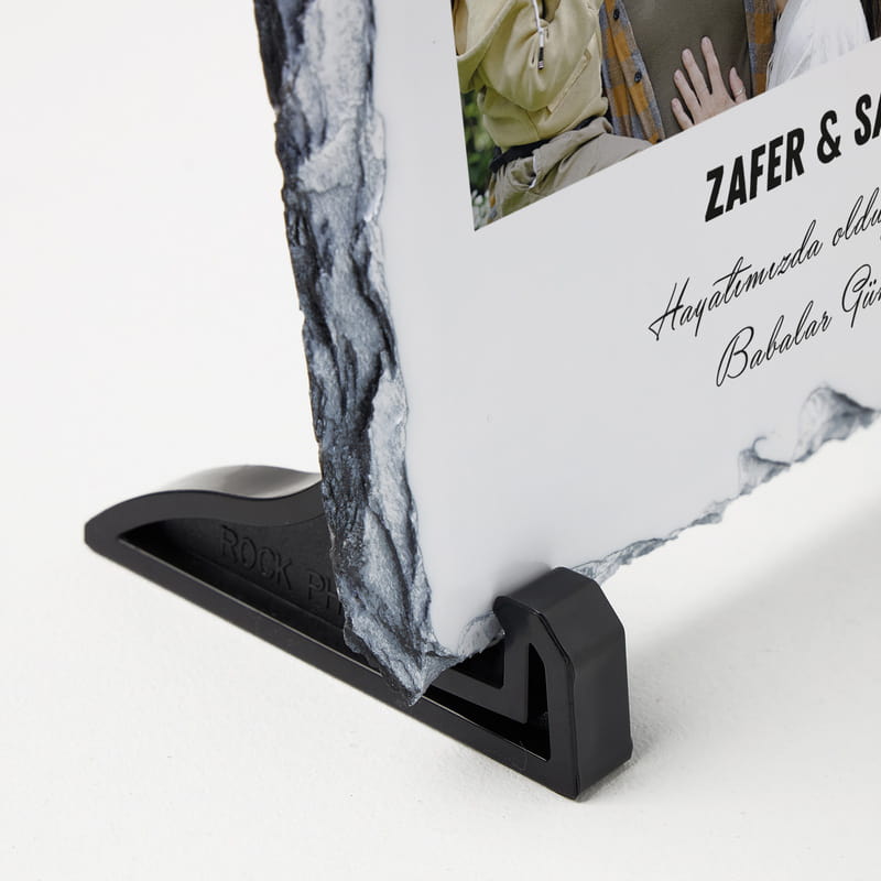 Babam ile Anılarımız Fotoğraf Kolajlı Dekoratif Kare Taş Tablo - 19x19 cm