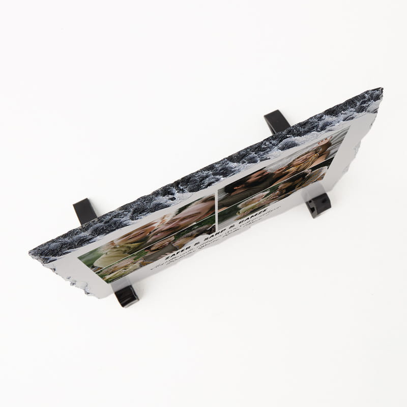 Babam ile Anılarımız Fotoğraf Kolajlı Dekoratif Kare Taş Tablo - 19x19 cm