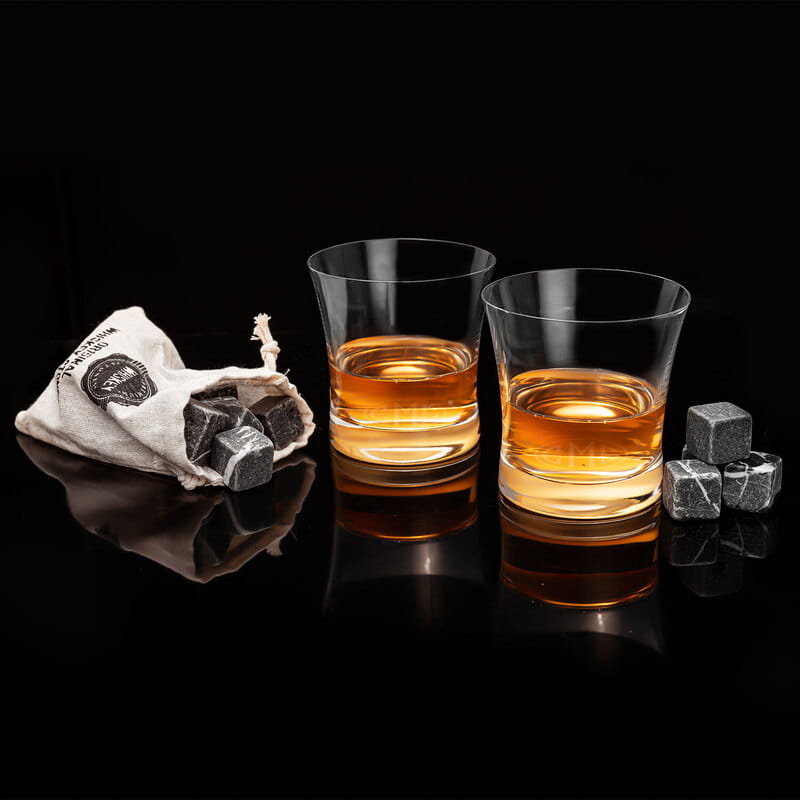 Bardak İçi Harf Monogram Tasarımlı Ahşap 2'li Viski Seti