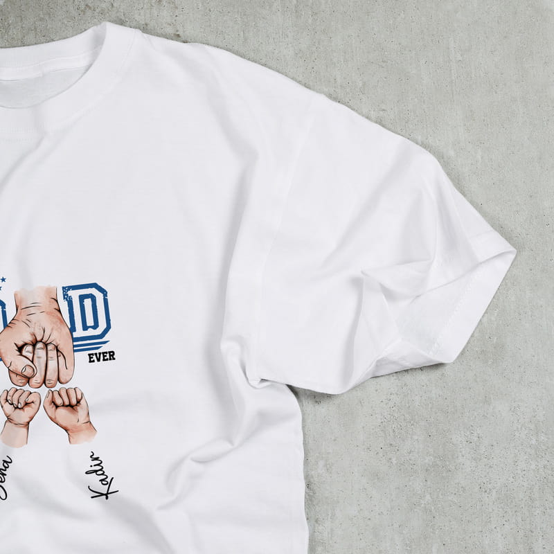 Best Dad İki Çocuk İsim Özelleştirmeli Baba Tişörtü