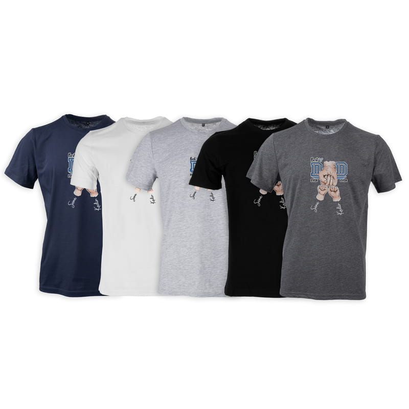 Best Dad İki Çocuk İsim Özelleştirmeli Baba Tişörtü