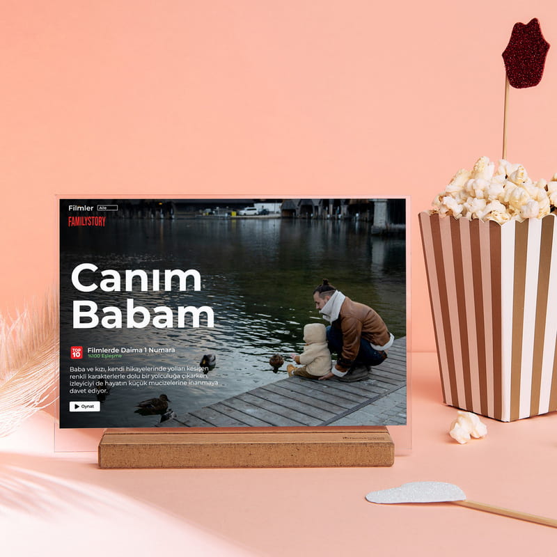 Canım Babam Loveflix Ahşap Stantlı Plaket