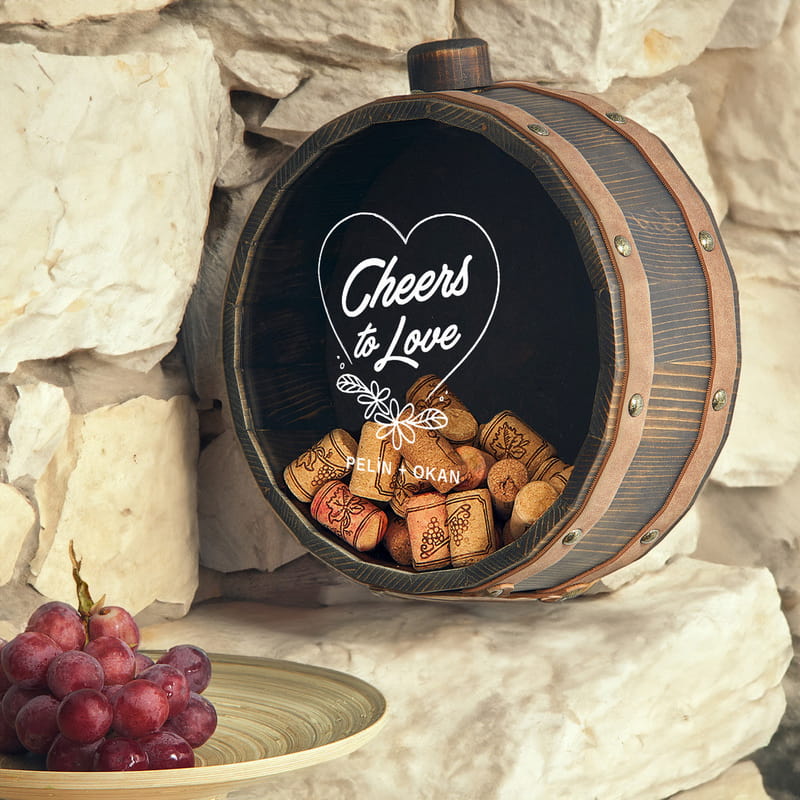 Cheers to Love Tasarımlı Sevgililere Özel Şarap Mantar Hatıra Kutusu