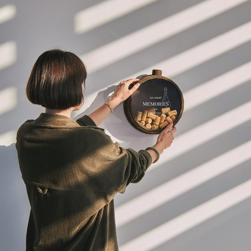 Dekoratif Duvar Askılı Şarap Tıpası Saklama Kutusu