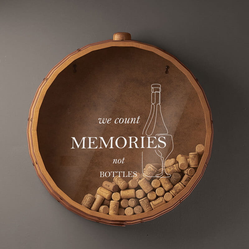 Dekoratif Duvar Askılı Meşe Şarap Tıpası Saklama Kutusu