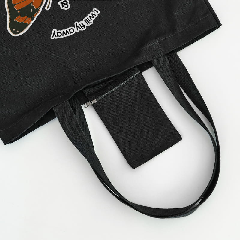 Dünü Geride Bırakacağım Mottolu Siyah Bez Çanta