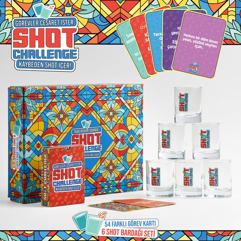 Eğlenceli Shot Oyun Kartları ve Bardak Seti