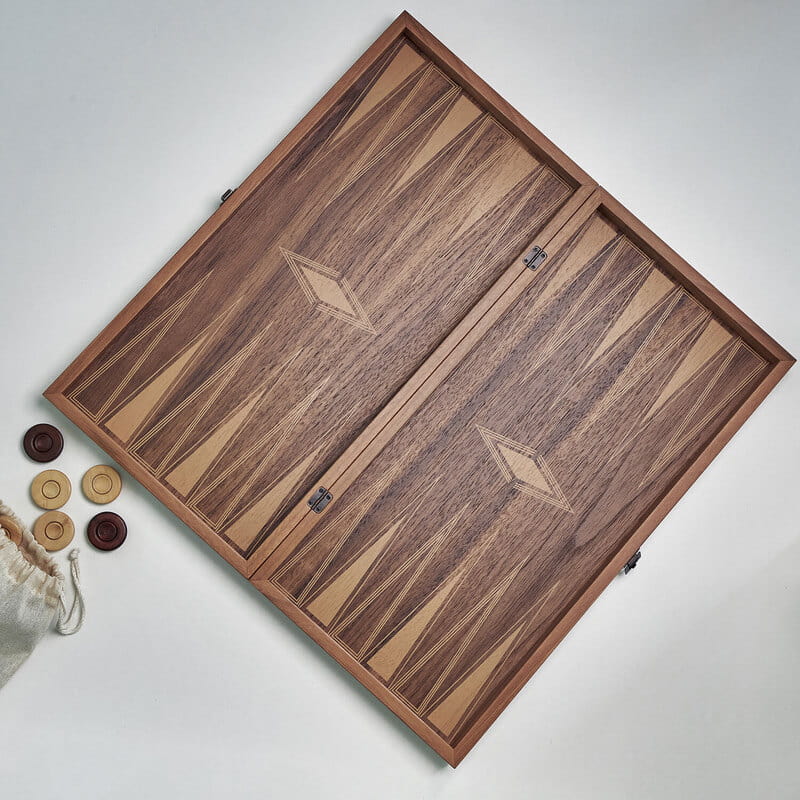 El Yazısı İmza Tasarımlı Deri Kaplama Ceviz Tavla Seti