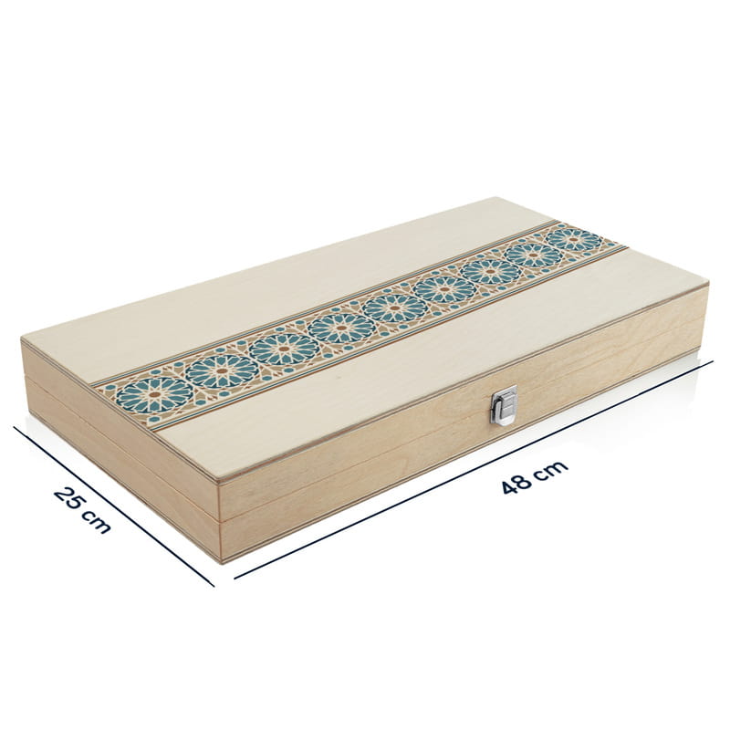 Etnik Tasarımlı El Yapımı Modern Ahşap Tavla Seti