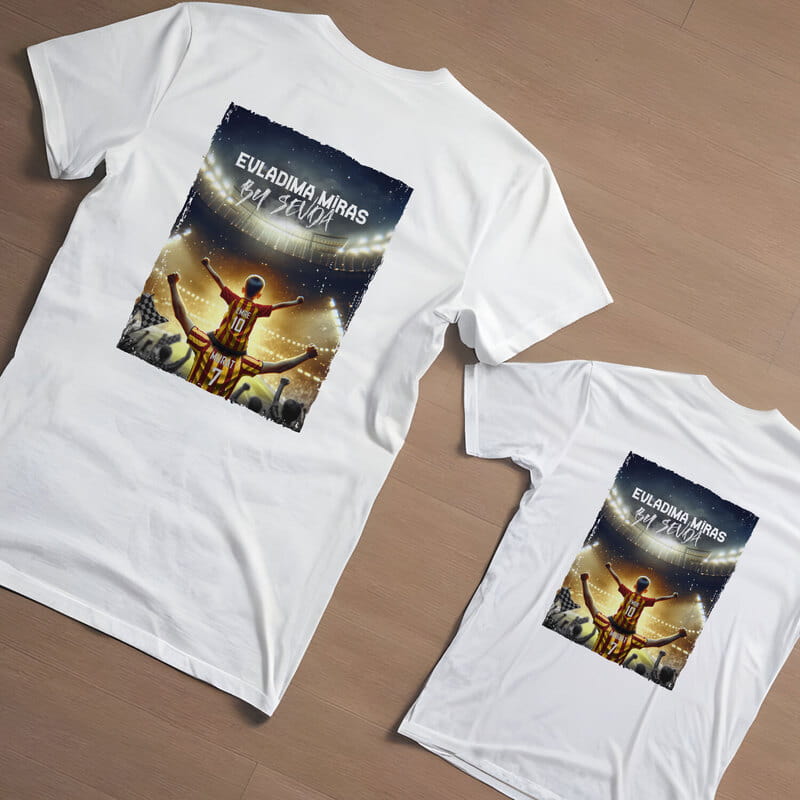 Evladıma Miras Bu Sevda Baba Çocuk Sarı Kırmızı Tişört Kombini