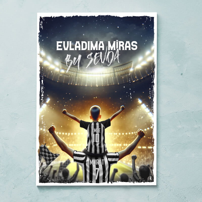 Evladıma Miras Siyah Beyaz Sevda Tasarımlı Kişiye Özel Kanvas Tablo - 30x40