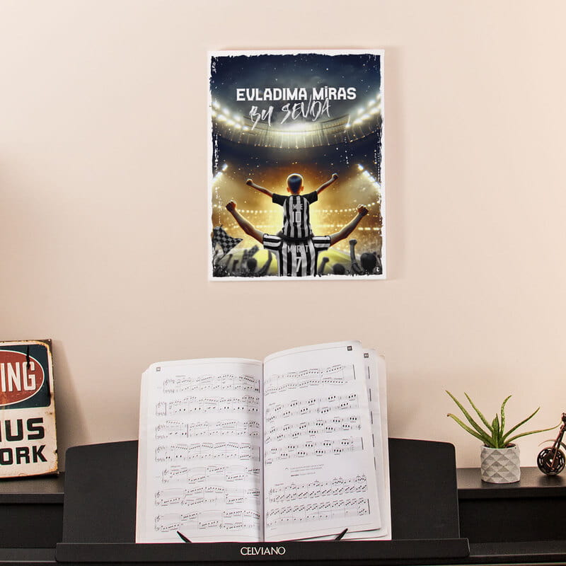 Evladıma Miras Siyah Beyaz Sevda Tasarımlı Kişiye Özel Kanvas Tablo - 30x40