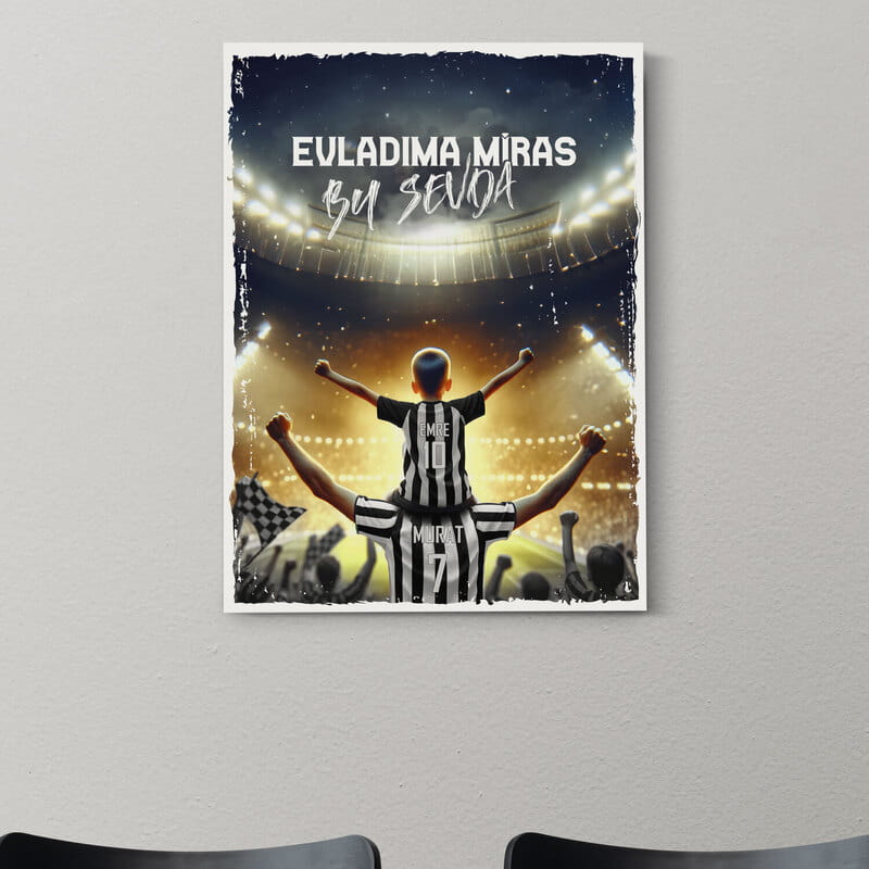 Evladıma Miras Siyah Beyaz Sevda Tasarımlı Kişiye Özel Kanvas Tablo - 30x40